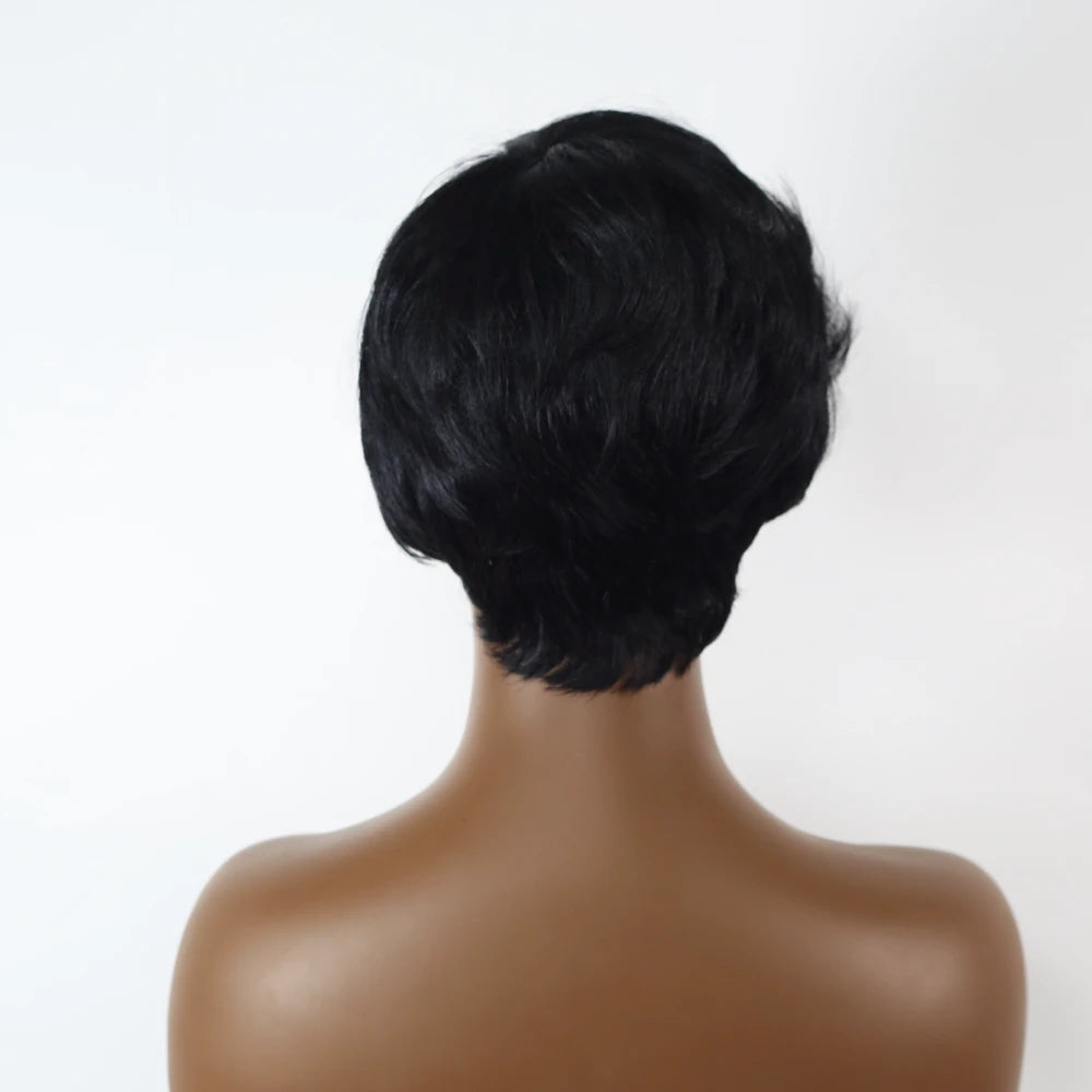 Pixie Short Natural Straight Human Hair Wig 8 in